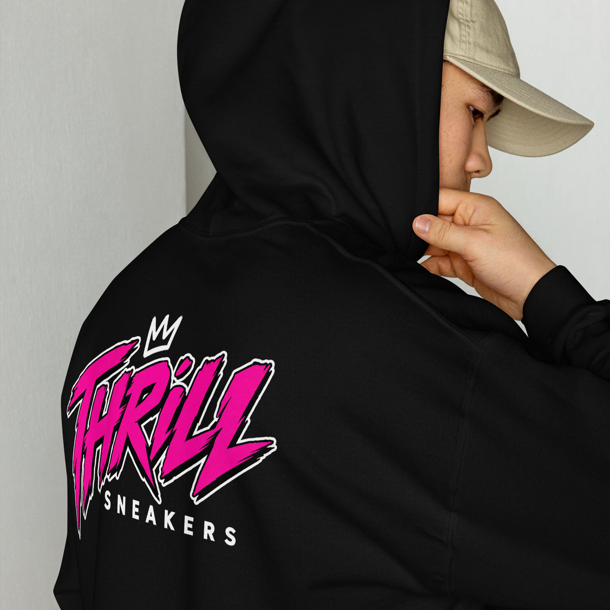 Thrill Sneakers Unisex Hoodie – Black — back view