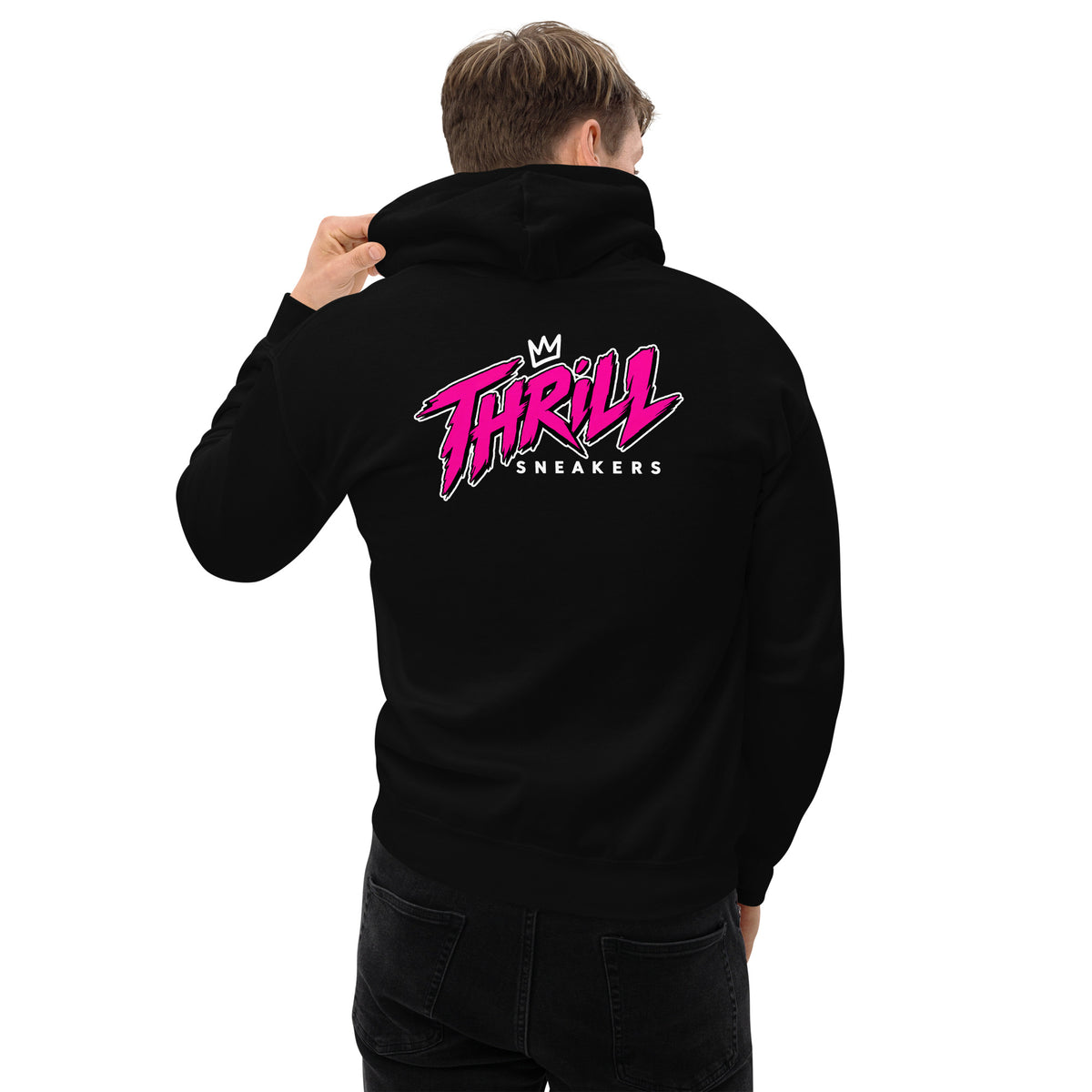 Thrill Sneakers Unisex Hoodie – Black — back view