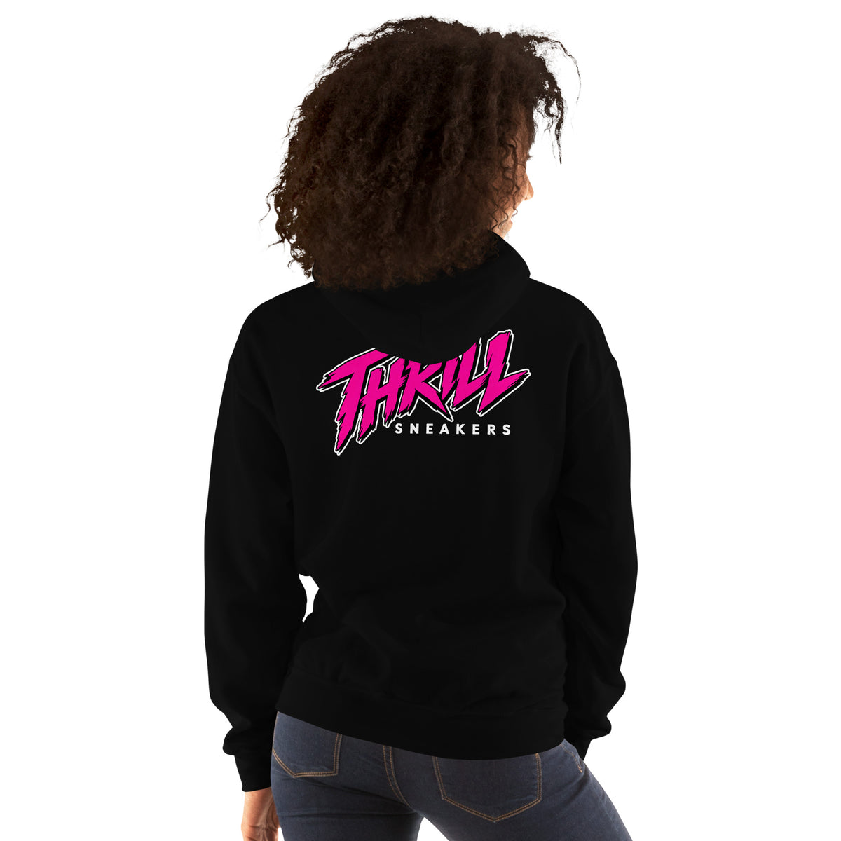 Thrill Sneakers Unisex Hoodie – Black — back view