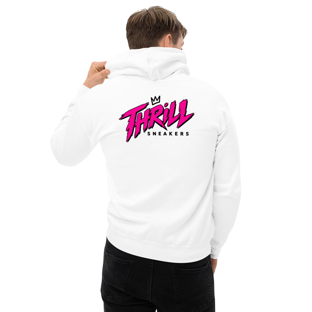 Thrill Sneakers Unisex Hoodie – White — back view