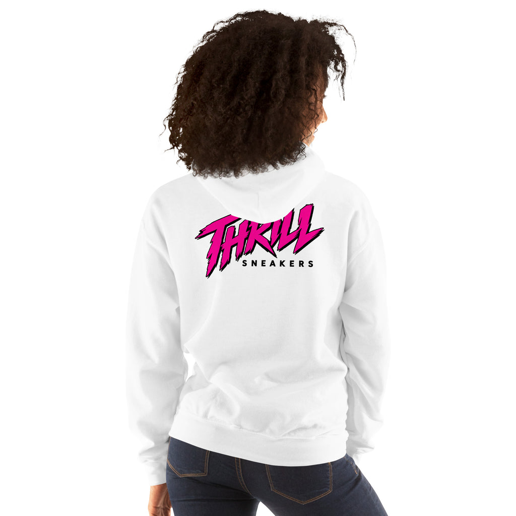 Thrill Sneakers Unisex Hoodie – White — back view