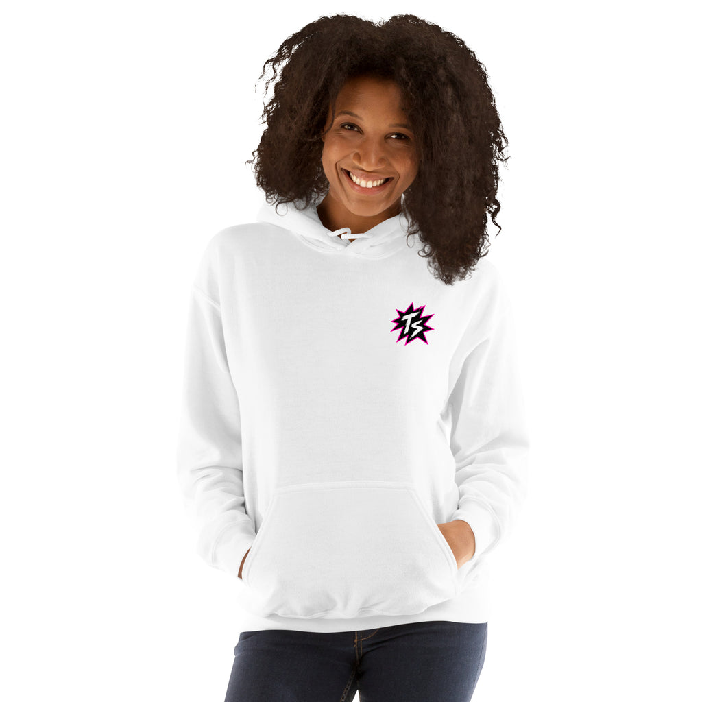 Thrill Sneakers Unisex Hoodie – White — front view