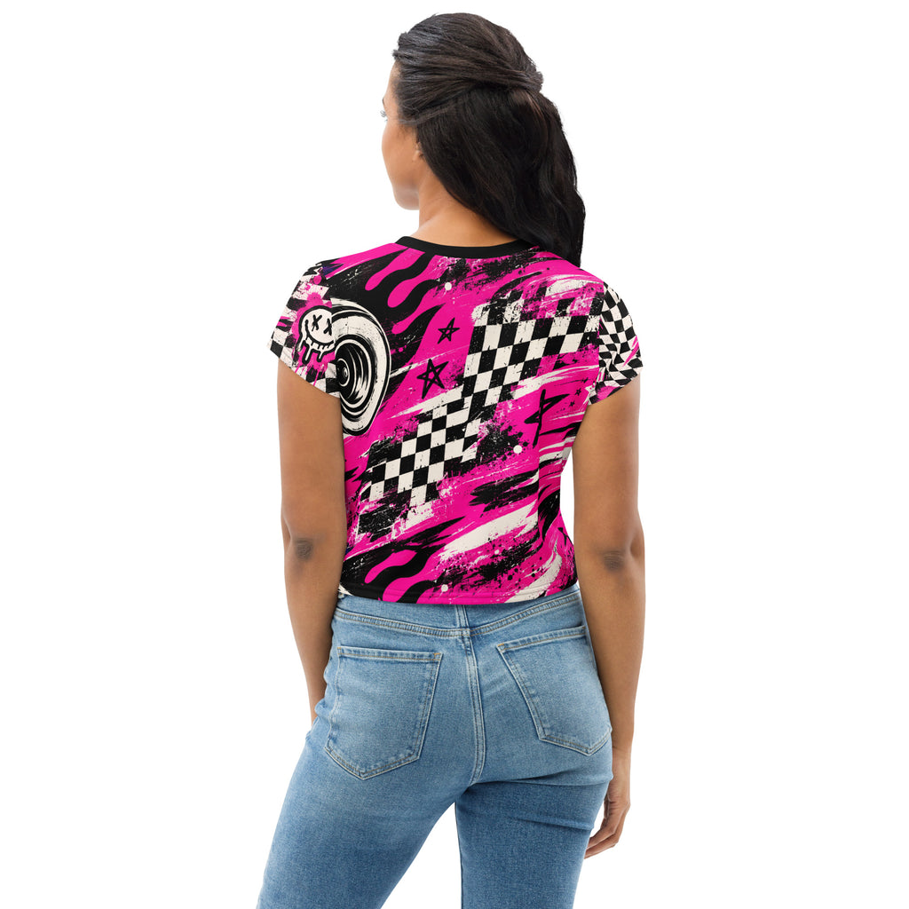 Pink Riot Crop Tee — back view