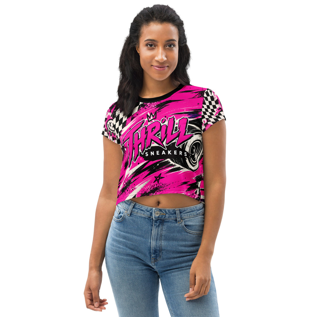 Pink Riot Crop Tee — front view