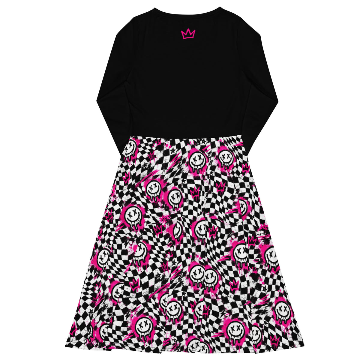 Checkmate Long Sleeve Midi Dress — back view