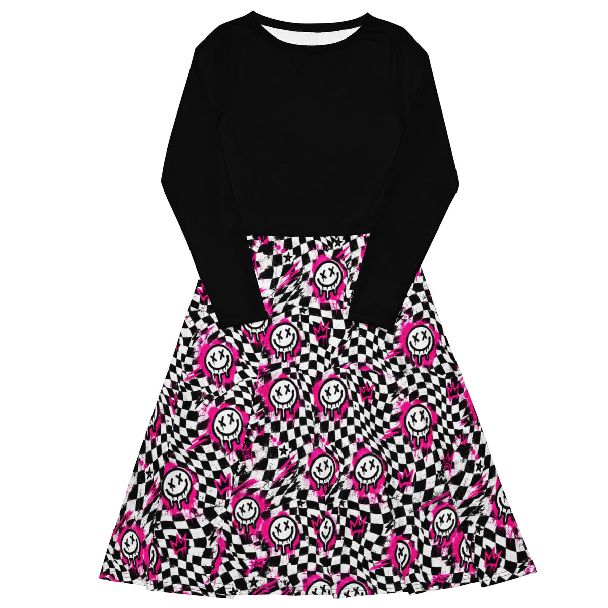 Checkmate Long Sleeve Midi Dress — front view