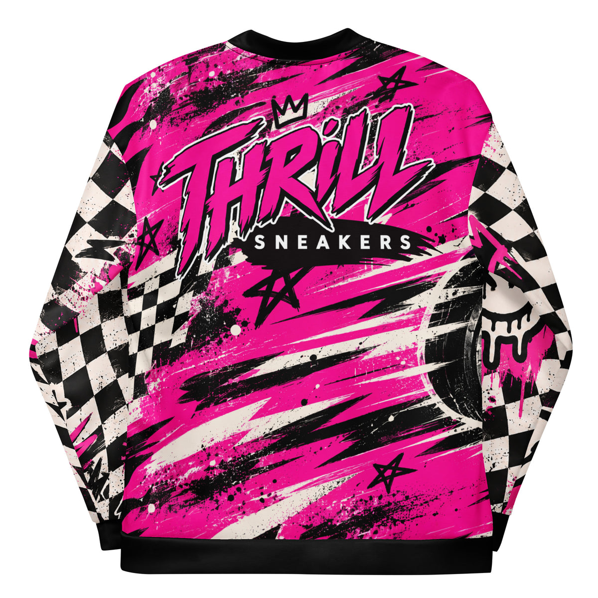 Pink Riot Unisex Bomber Jacket — back view