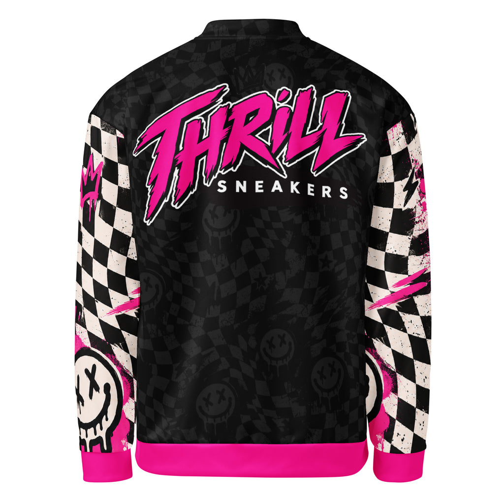 Dead Happy Unisex Bomber Jacket — back view