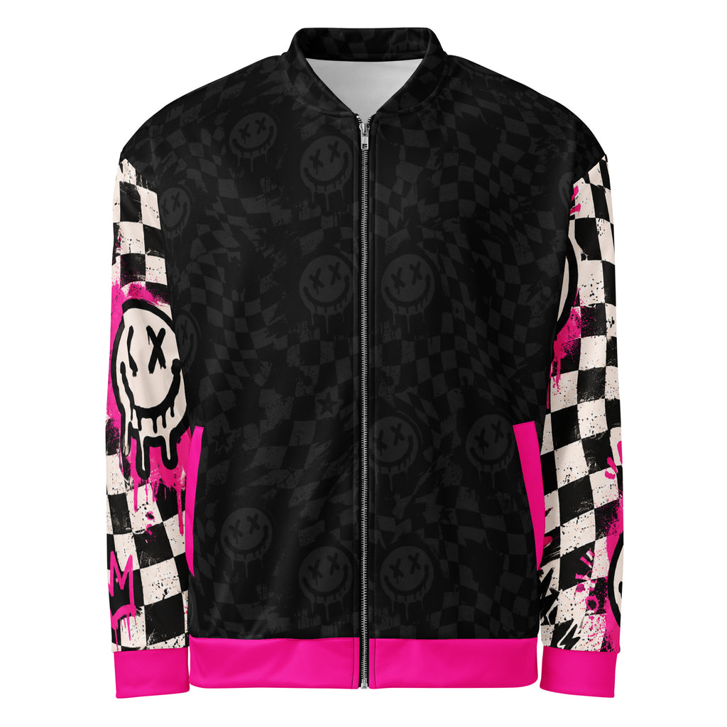 Dead Happy Unisex Bomber Jacket — front view