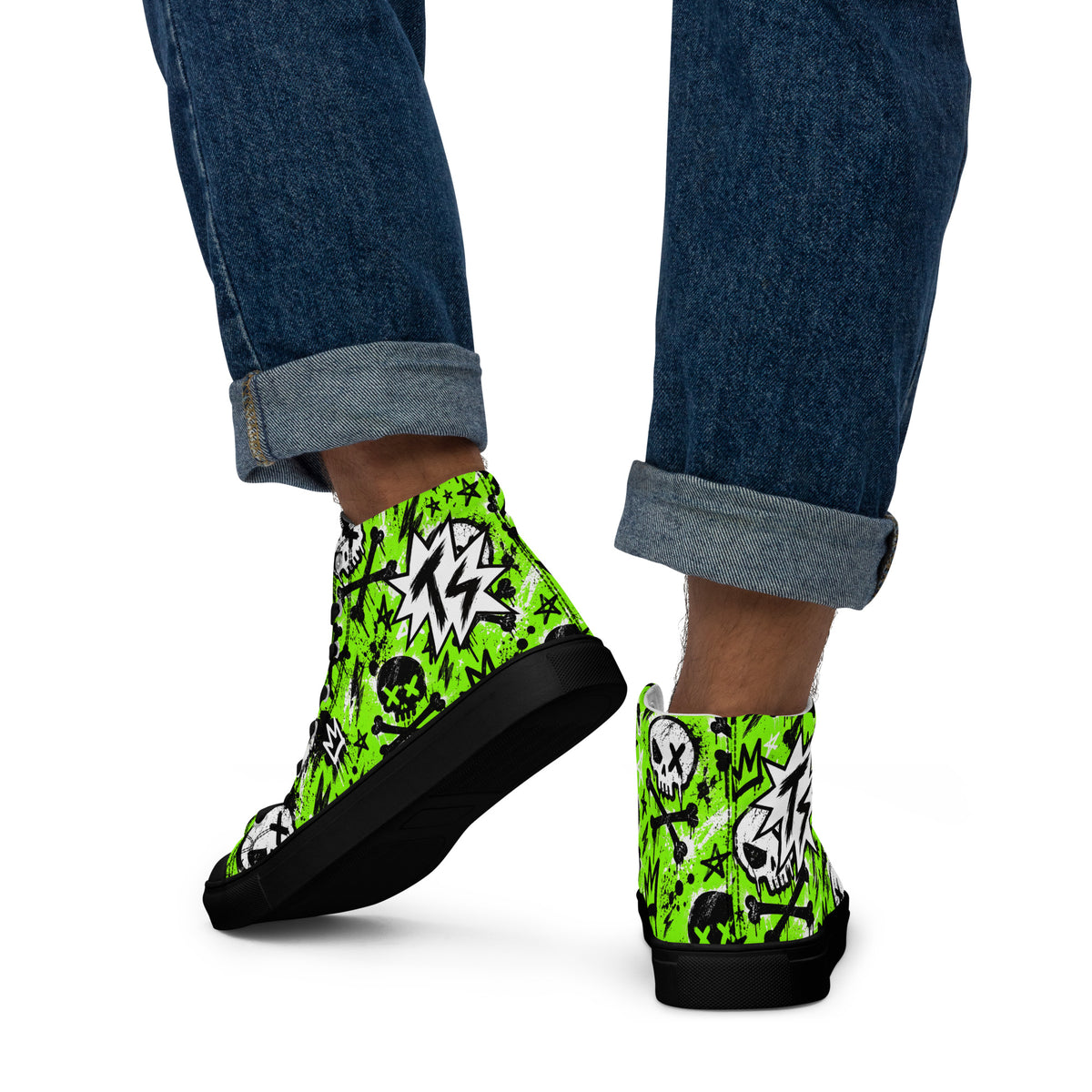 Acid Skull Men’s High Tops — back view