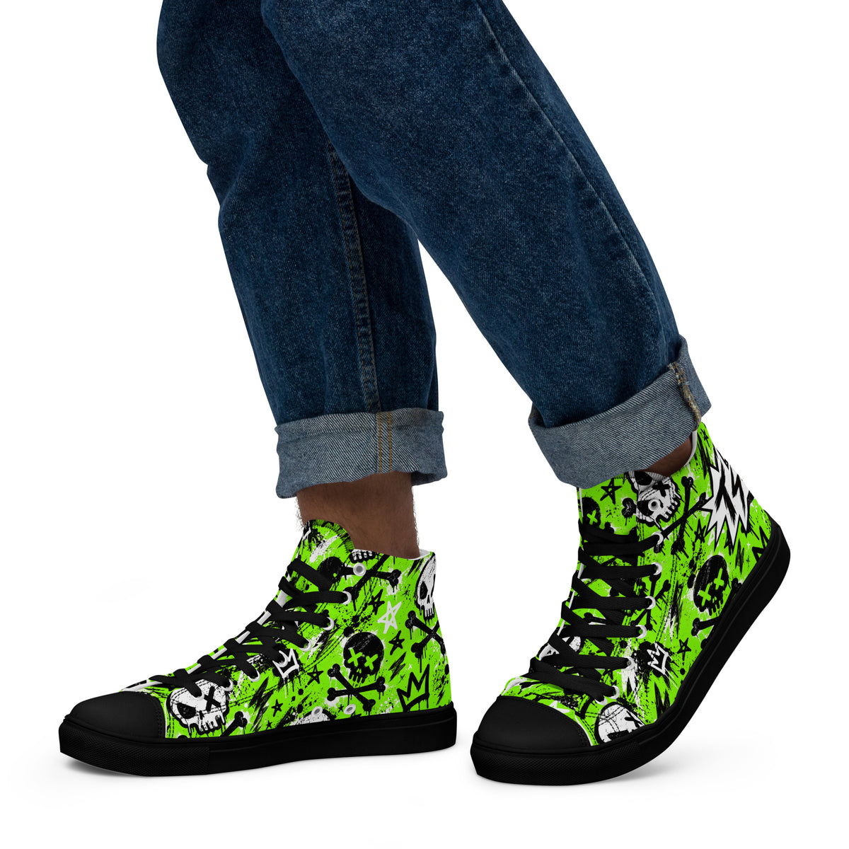 Acid Skull Men’s High Tops — side view