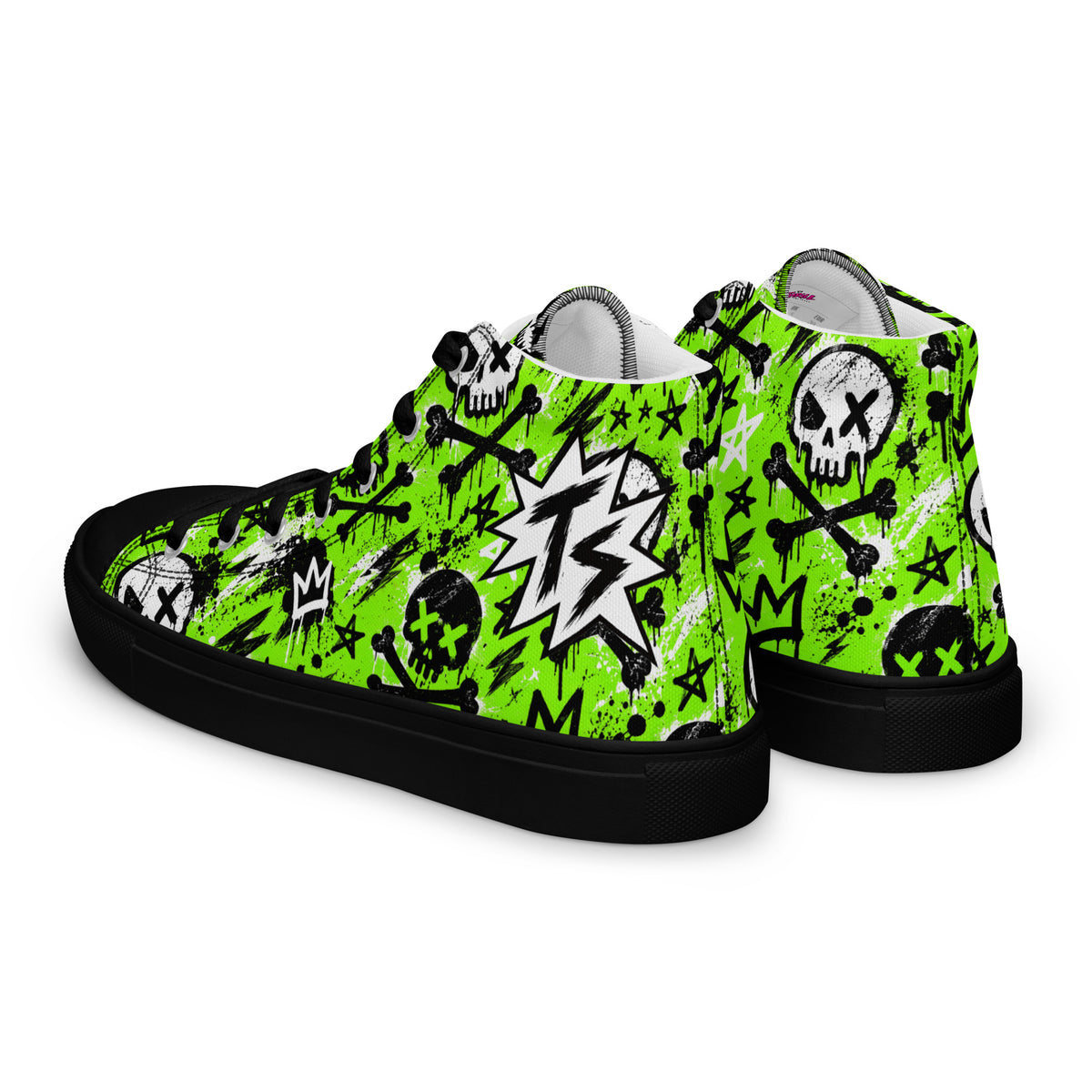 Acid Skull Men’s High Tops — angled back view