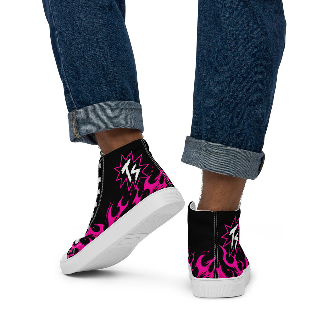 Pink Thrill Men’s High Tops — back view