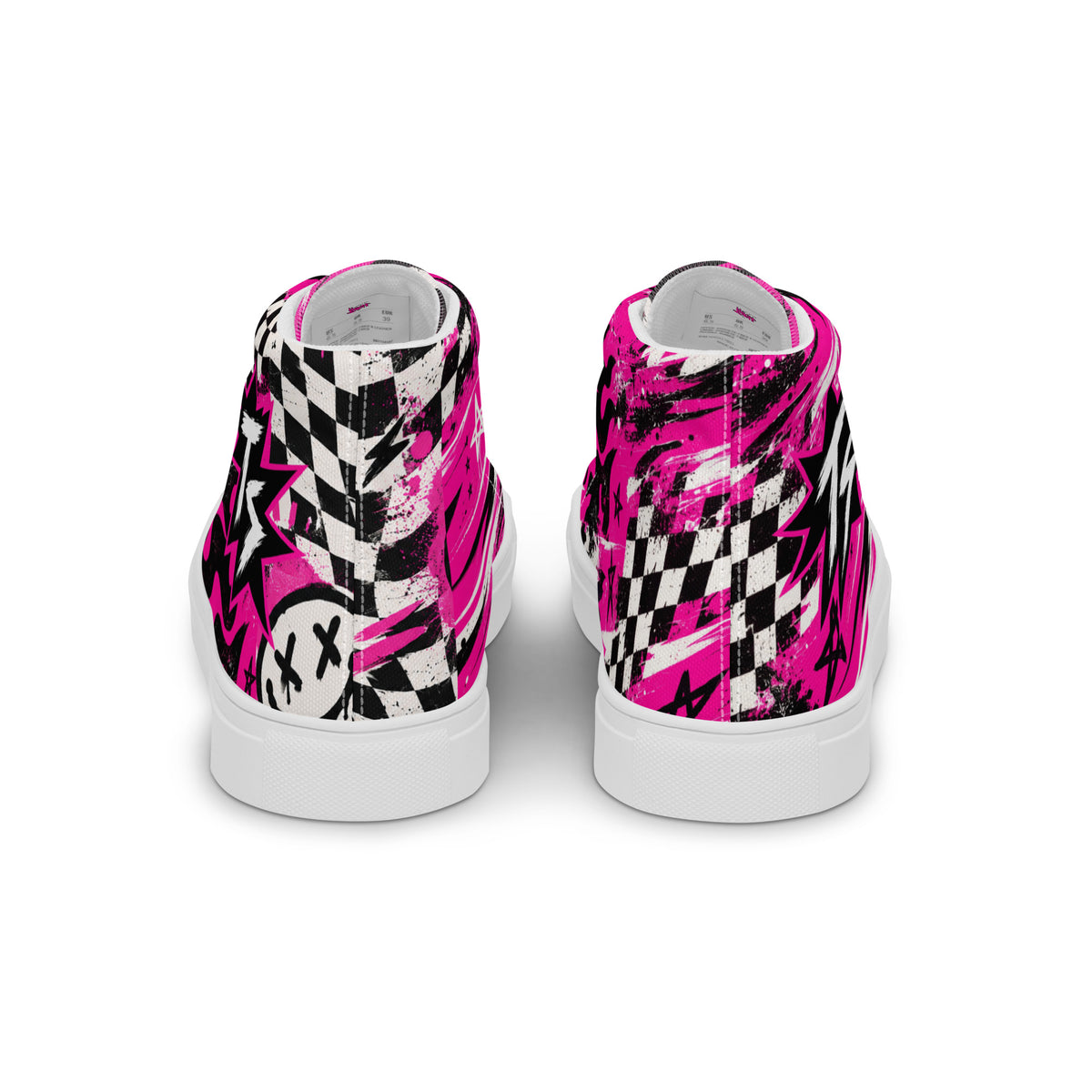 Pink Riot Men’s High Tops — back view