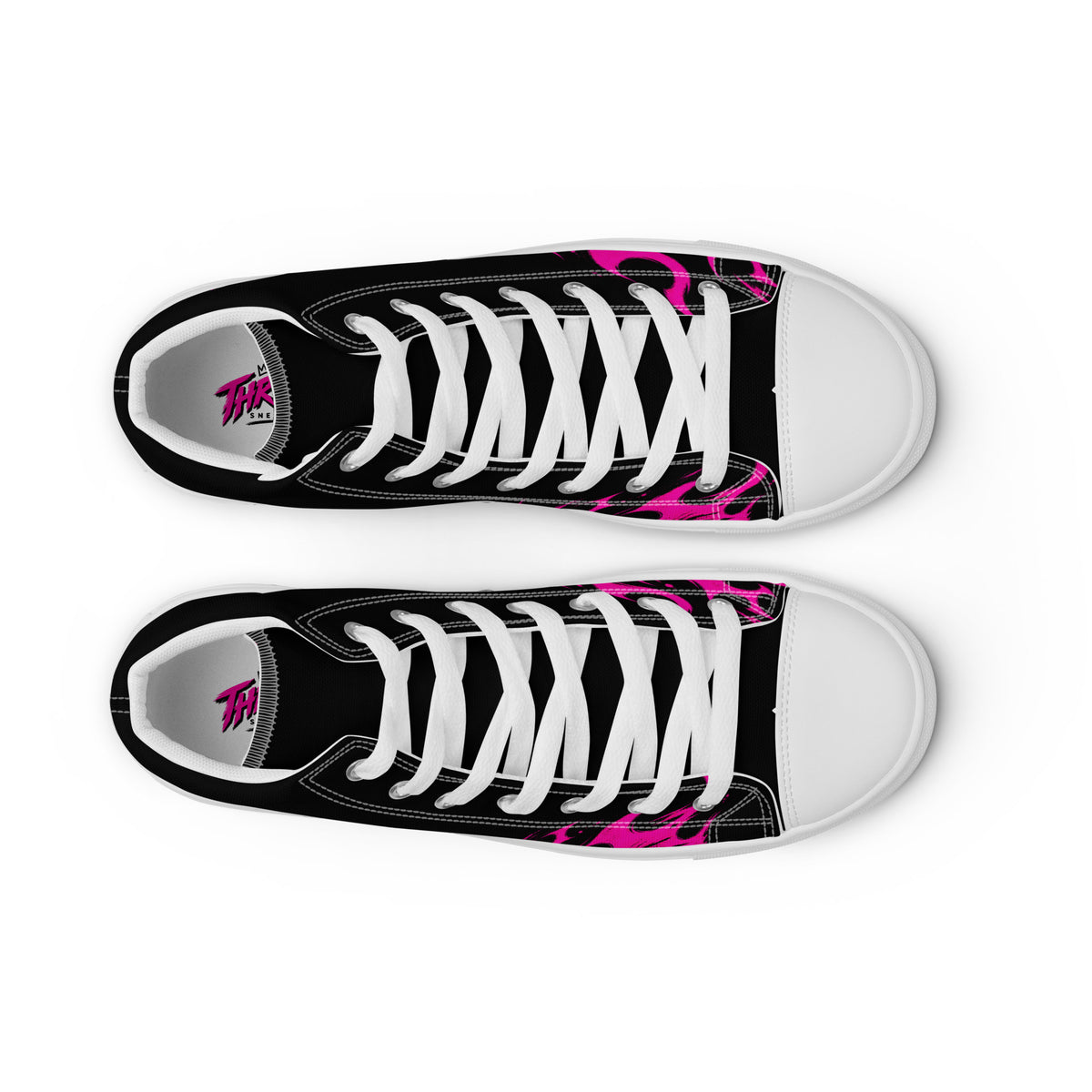 Pink Thrill Men’s High Tops — front view