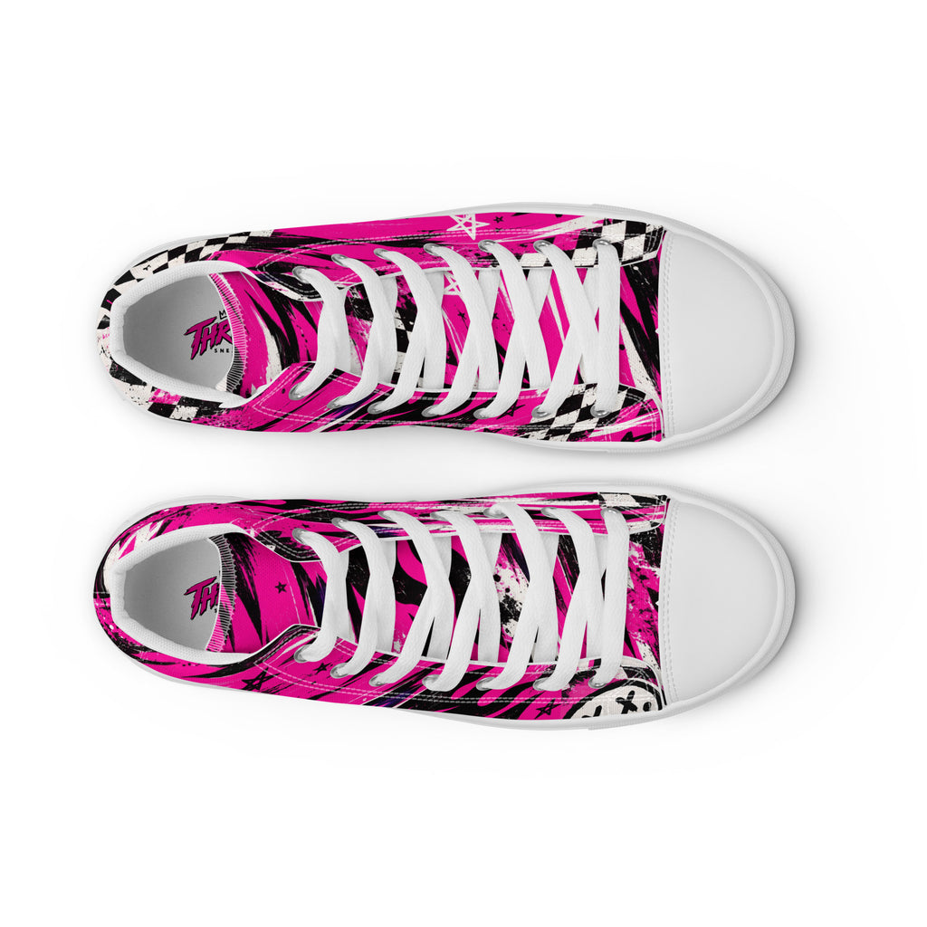 Pink Riot Men’s High Tops — front view