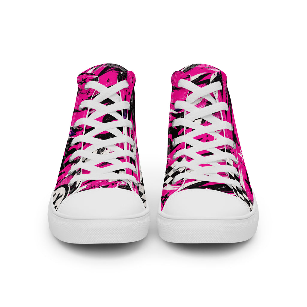 Pink Riot Men’s High Tops — front view