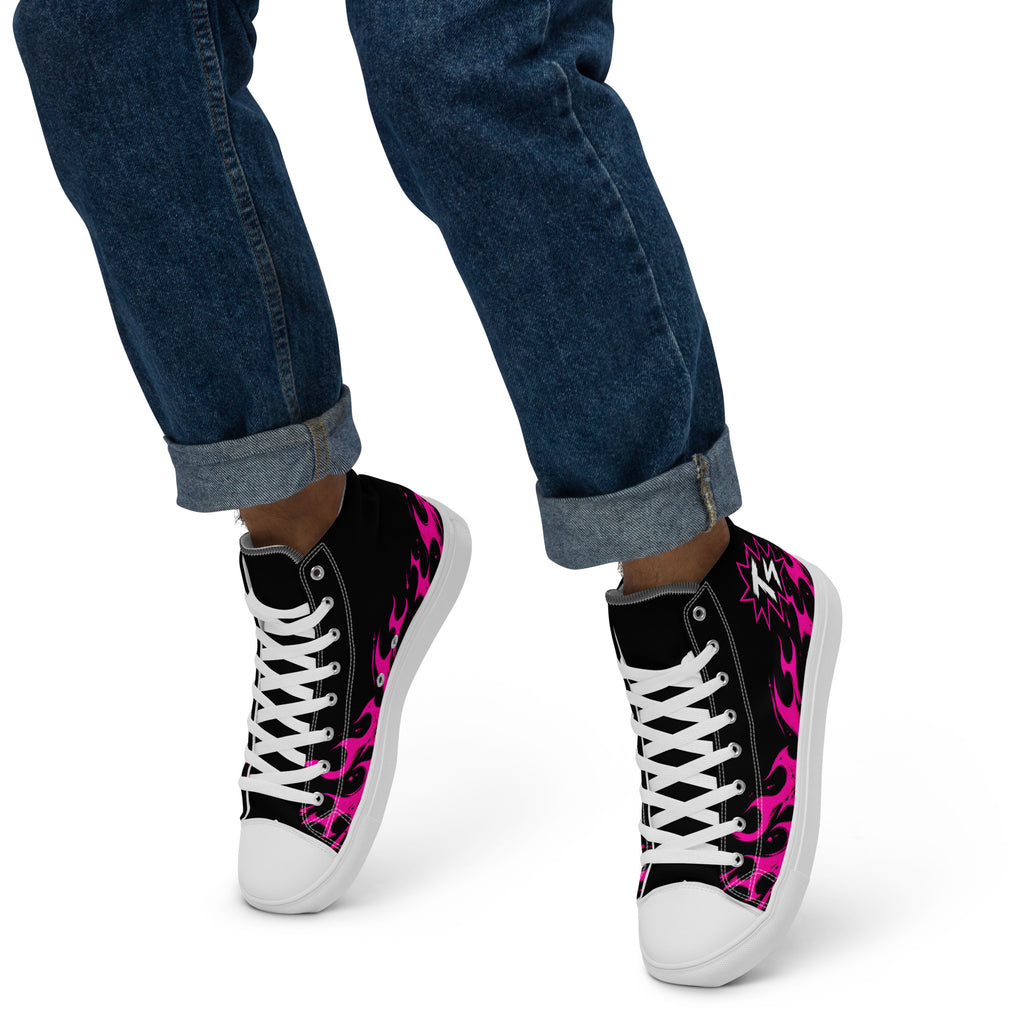 Pink Thrill Men’s High Tops — side view