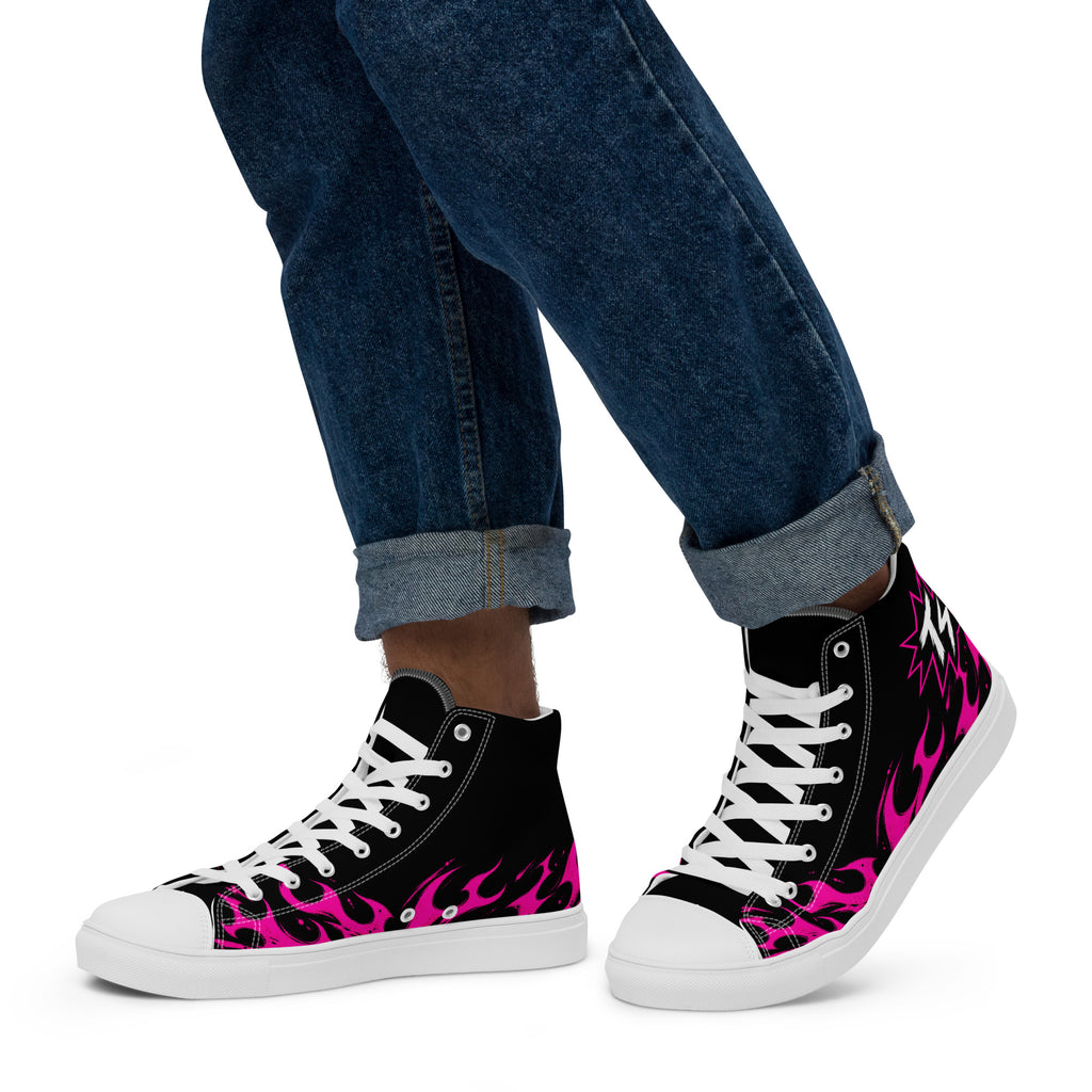 Pink Thrill Men’s High Tops — side view