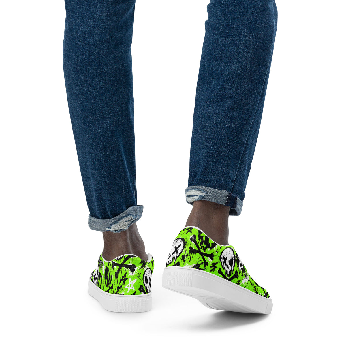 Acid Skull Men’s Slip-Ons — back view