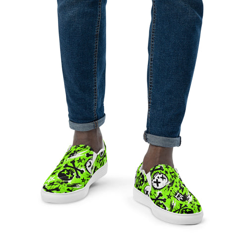 Acid Skull Men’s Slip-Ons — front view