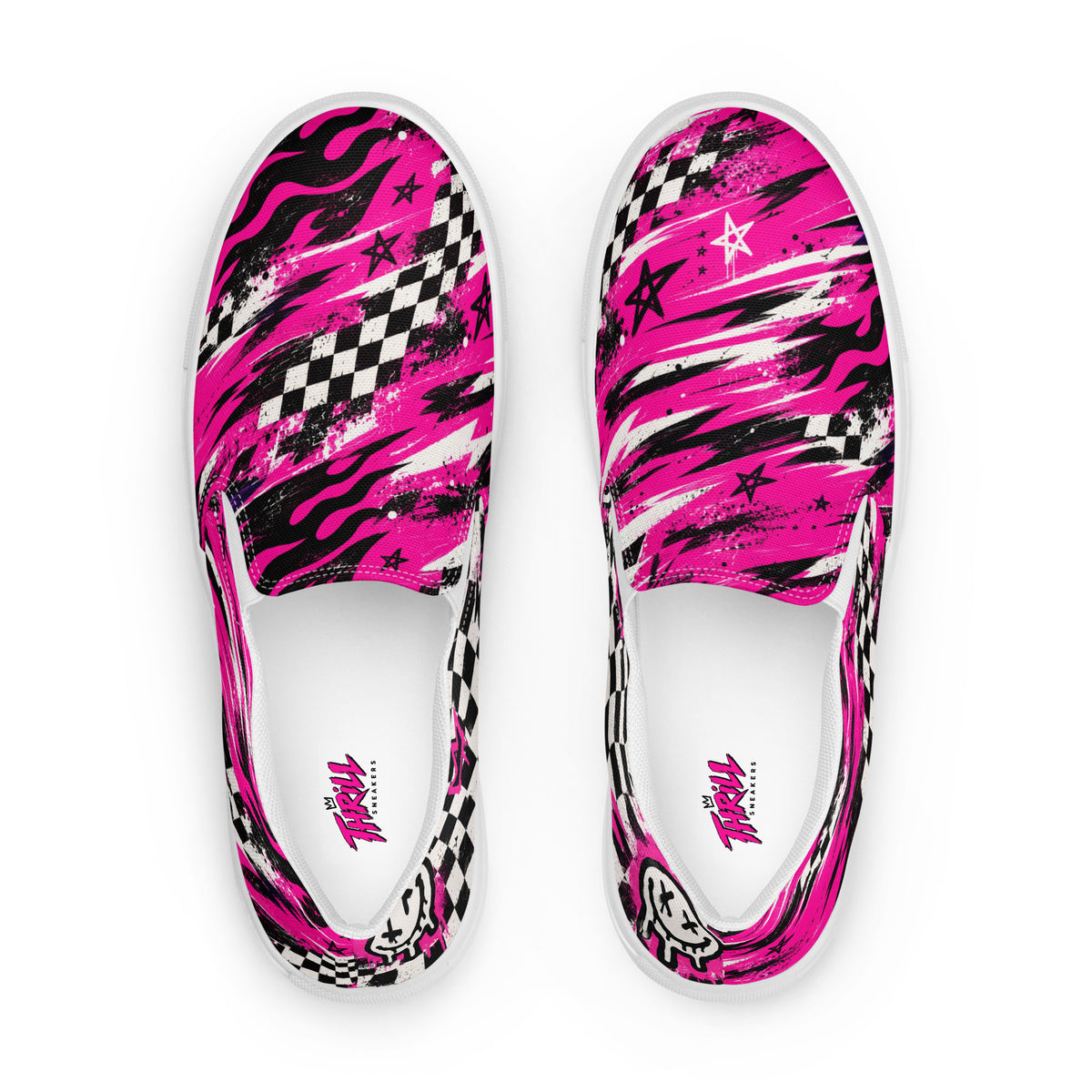 Pink Riot Men’s Slip-Ons — front view