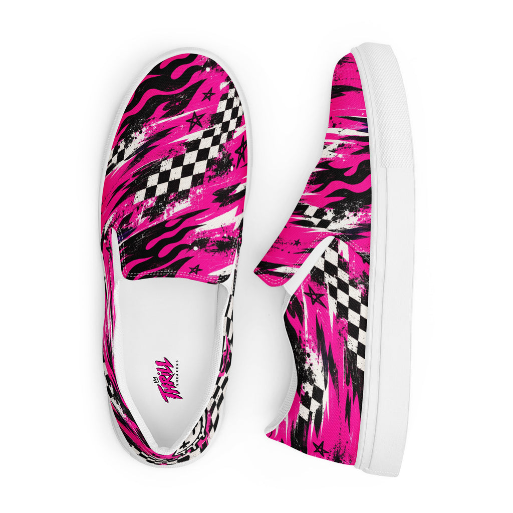 Pink Riot Men’s Slip-Ons — front view