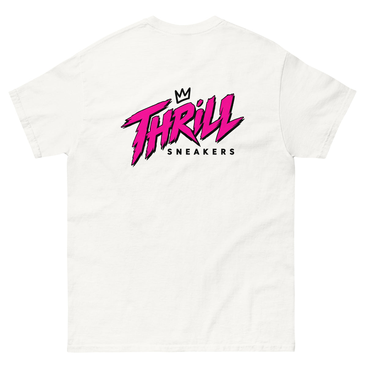 Thrill Sneakers Unisex Tee – White — back view