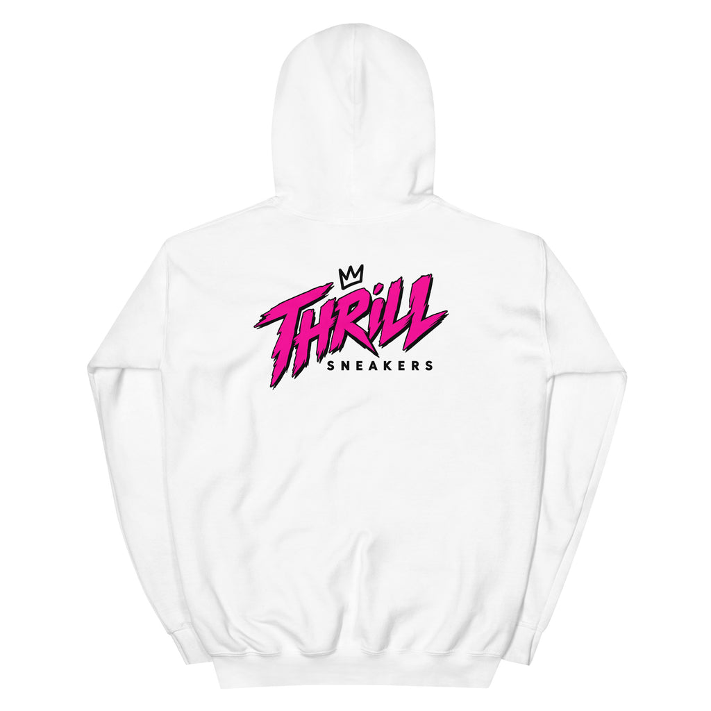 Thrill Sneakers Unisex Hoodie – White — back view