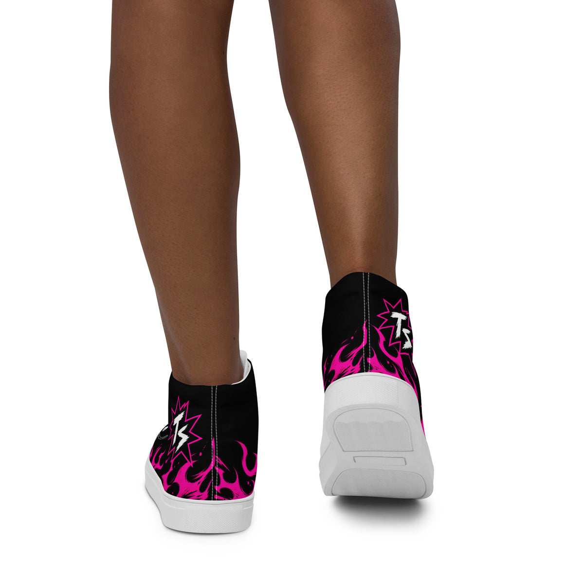 Pink Thrill Women’s High Tops — back view