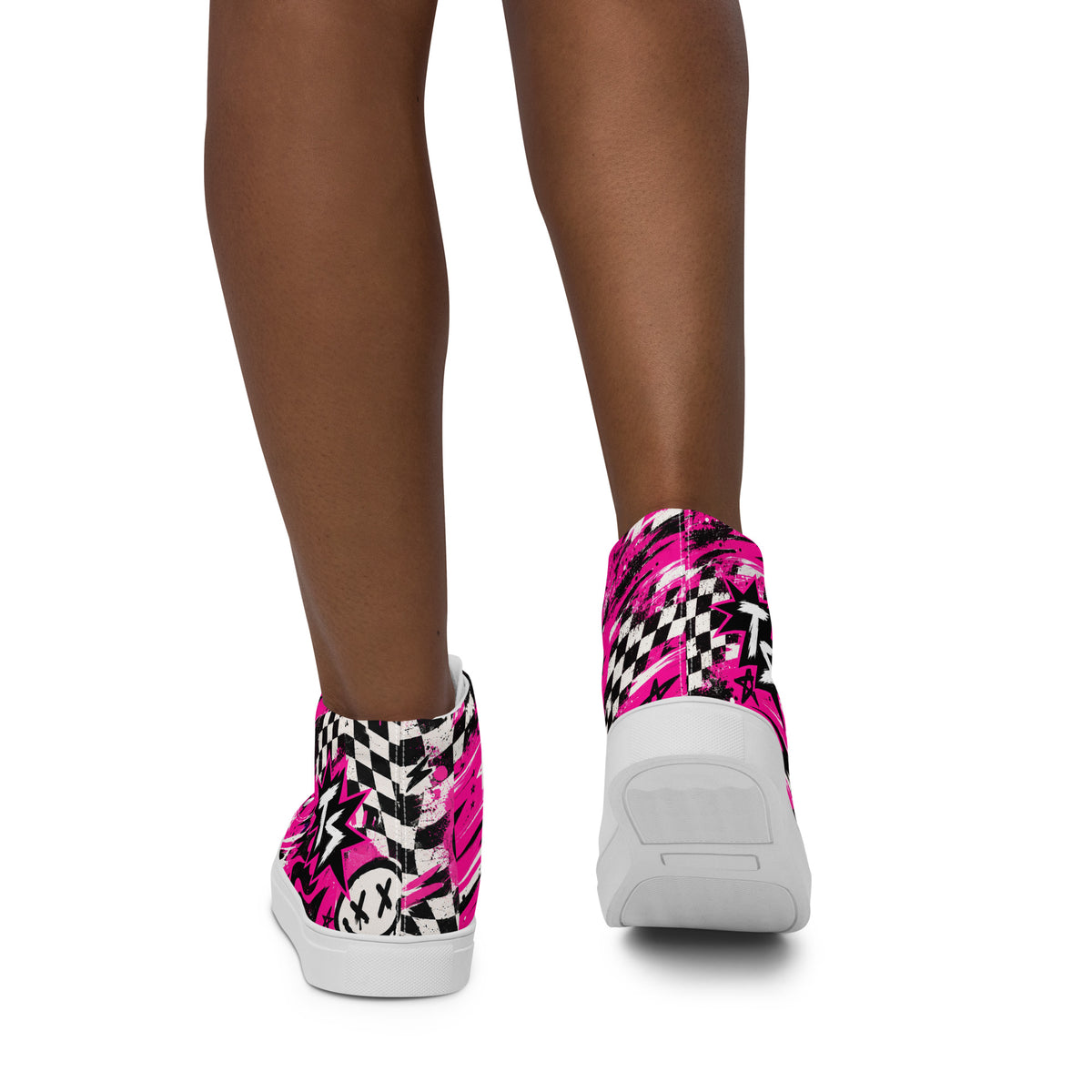 Pink Riot Women’s High Tops — back view