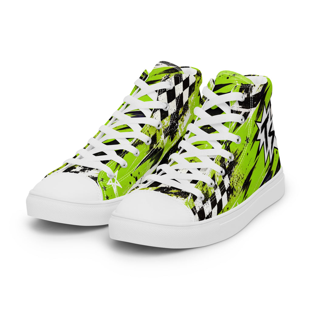 Green Riot Women’s High Tops — angled front view