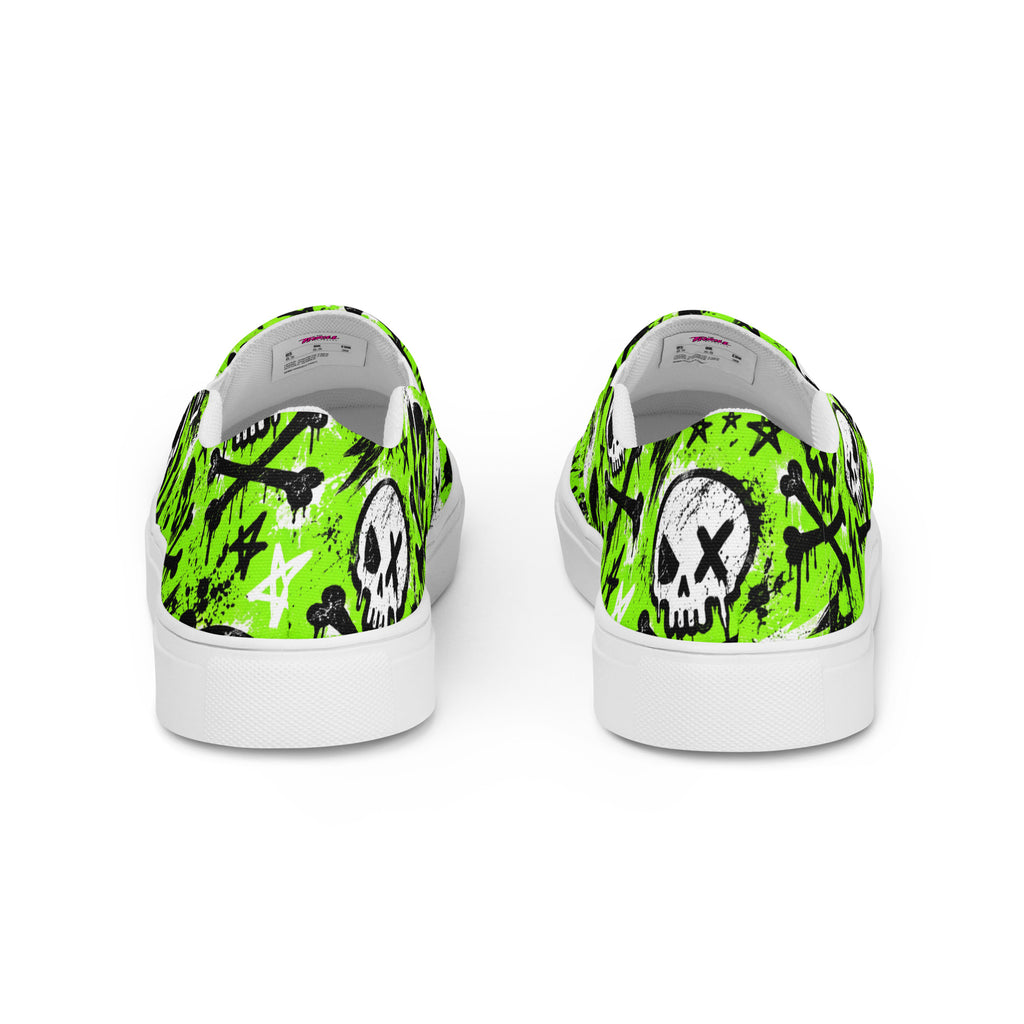 Acid Skull Women’s Slip-Ons — back view