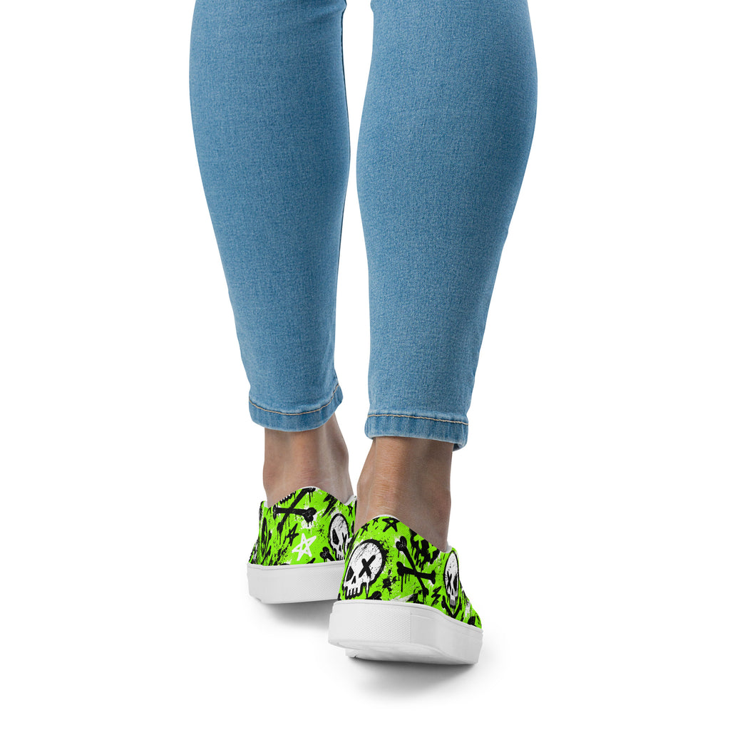 Acid Skull Women’s Slip-Ons — back view