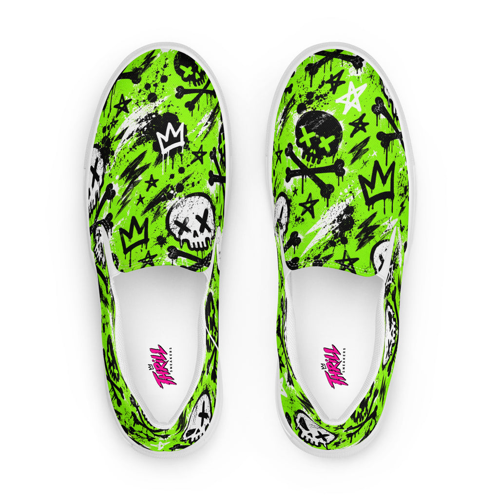 Acid Skull Women’s Slip-Ons — front view